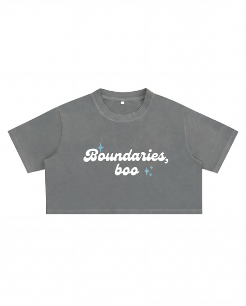 Boundaries Boo | Snow Washed Crop Top